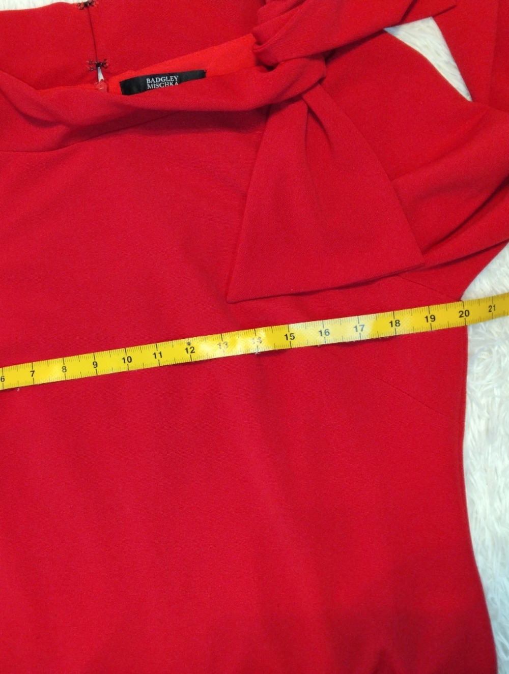 Badgley Mischka Red Bow Cocktail Dress Size 16 - Picture 6 of 7